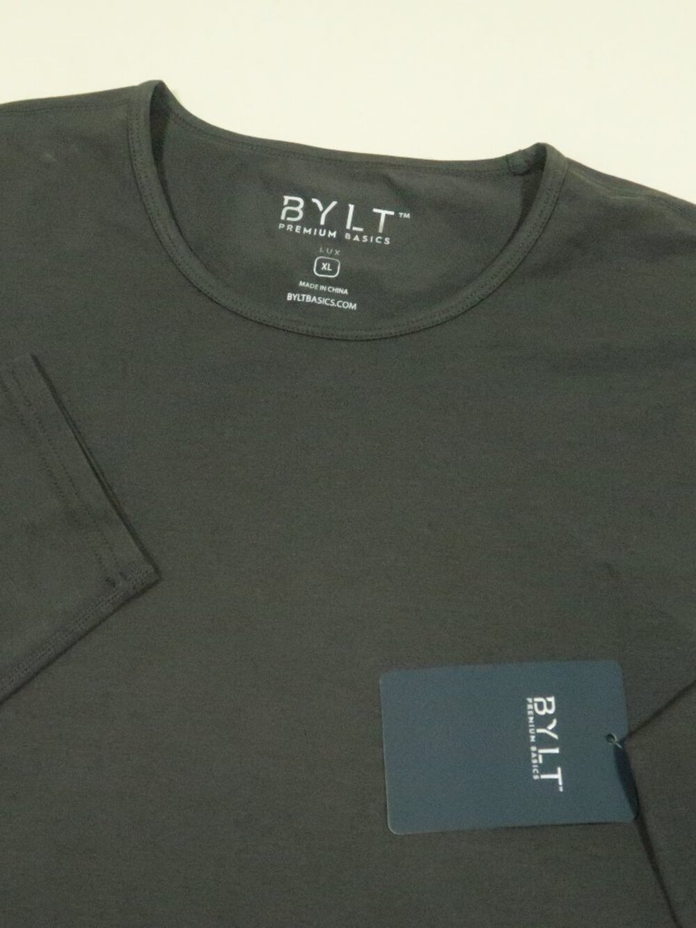 BYLT Basics Premium Basics Cotton Long Sleeve Mens XL Gray Lux Drop Cut New